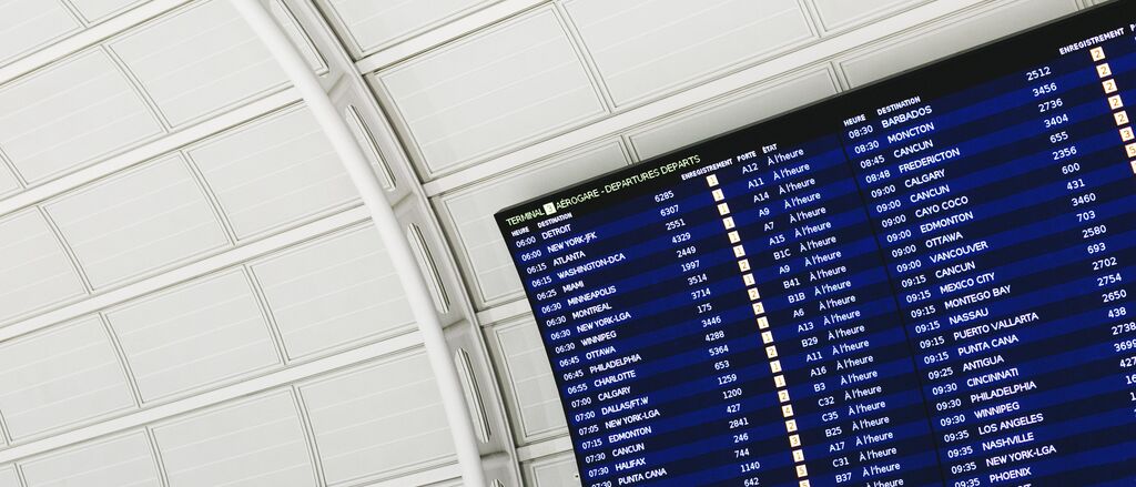 Airport arrival departure board